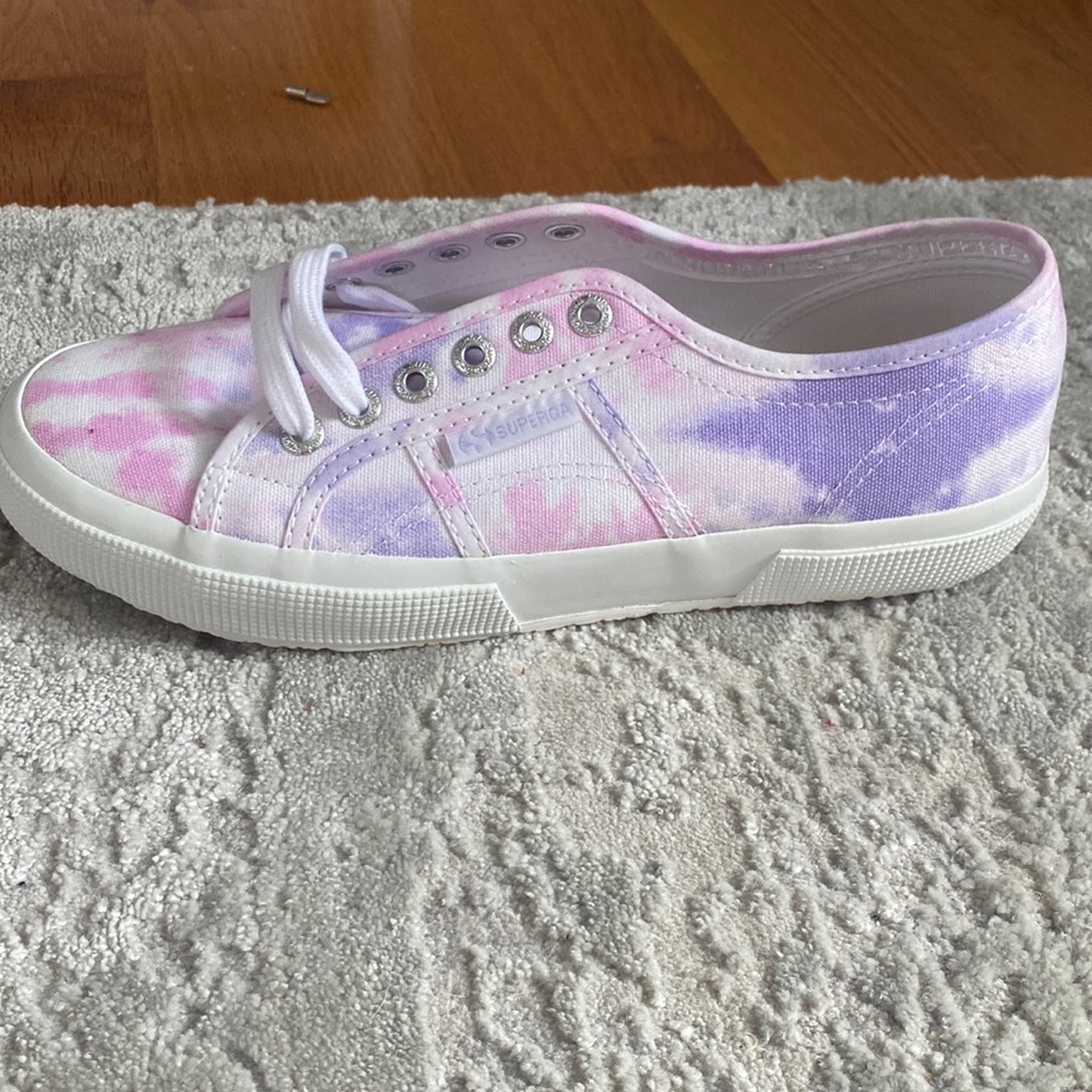 NEVER WORN!! Superga Pink and Purple Tie-Dye Low Top Platform Sneakers